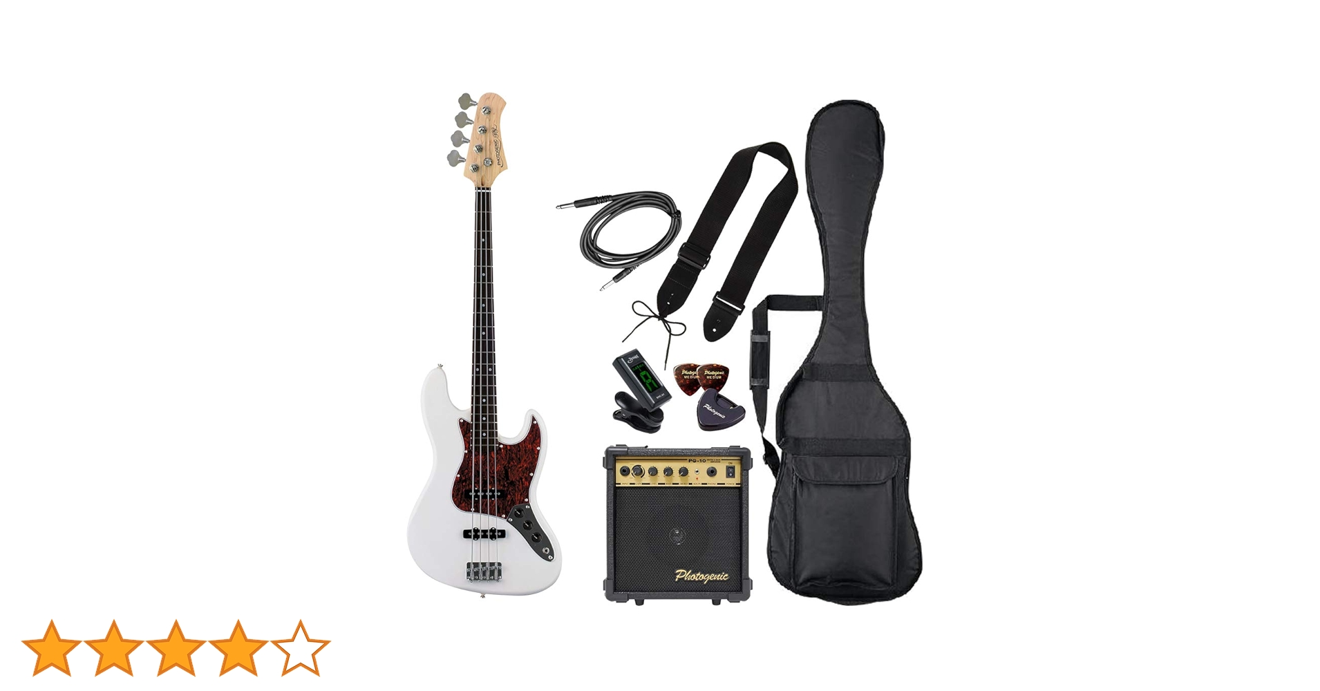 【美品】 PHOTOGENIC JB-240 ホワイトベース　エレキ ベース ベース 初心者セット PhotoGenic PB-240 入門 (安心 10点